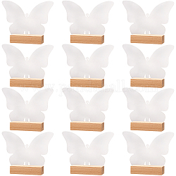Set di segnaposto in acrilico trasparente e portacarte in legno, per nozze, partito, ristorante, farfalla, chiaro, 76x25x80mm