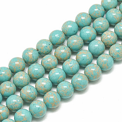 Brins de perles de jaspe impérial synthétiques, teinte, ronde, turquoise, 6mm, Trou: 1mm, Environ 68 pcs/chapelet, 15.7 pouce