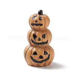 Decoraciones caseras de la exhibición del hogar de la mini resina del tema de halloween, 3 jack-o'-lanterns de calabaza apilables, arena marrón, 35x34x61.5mm