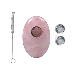 Imbuti filtranti in quarzo rosa naturale, compressore fumi, accessori per pipe da tabacco, con il pennello, ovale, 60x40mm