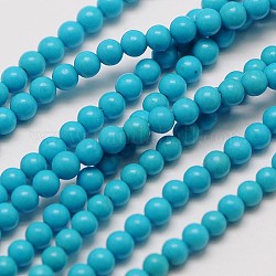 Synthétiques chinois brins de perles turquoise, ronde, 2mm, Trou: 0.8mm, Environ 184 pcs/chapelet, 16 pouce