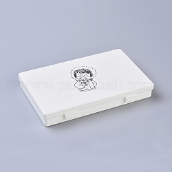 Printing Plastic Boxes, Bead Storage Containers, with Human Pattern, Rectangle, White, 17.5x11.2x2.7cm