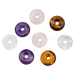 Dicosmetic 8pcs 4 estilos colgantes europeos de piedras preciosas naturales, dijes de donut/disco pi, Grandes colgantes agujero, 16~17x6~7mm, agujero: 4~5 mm, 2 piezas / style