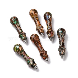 Manche de cachet de cire d'auriculite mélangée de jaspe impérial naturel, avec 201 vis inox, pour la fabrication de tampon de cire, couleur mixte, 80~80.5x22mm, pin: 7.5 mm