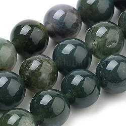 Chapelets de perles en agate mousse naturelle, ronde, 6mm, Trou: 1mm, Environ 62 pcs/chapelet, 15.7 pouce