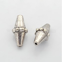 Abalorios de aleación de estilo tibetano, bicono, Sin cadmio y níque y plomo, plata antigua, 22x10mm, agujero: 2 mm