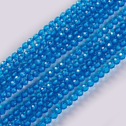Glass Beads Strands, Faceted, Round, Dodger Blue, 2x2mm, Hole: 0.4mm, about 193~197pcs/strand, 14.17 inch~15.51 inch(36~39.4cm)