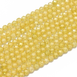 Perles de zircon cubique, facette, ronde, or, 3mm, Trou: 0.5mm, Environ 132 pcs/chapelet, 15 pouce (38 cm)