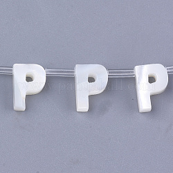 Natürliche Muschel Perlen, weiße Muschel Perlmutt Muschel, oben gebohrte Perlen, letter.p, 10x2.5~11.5x3 mm, Bohrung: 0.8 mm