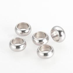 Cuentas espaciadoras de 201 acero inoxidable, anillo, color acero inoxidable, 5x2mm, agujero: 3 mm