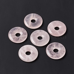 Natürlichen Rosenquarz Anhänger, Donut/Pi-Scheiben-Charme, 29~30x5~6 mm, Bohrung: 6~7 mm