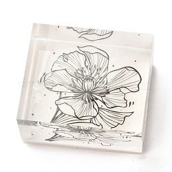 Tampons en acrylique et en caoutchouc, pour les fournitures de scrapbooking de cartes de bricolage, rectangle, motif de fleur, 3.1x3.6x1.8 cm