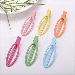 Spray Painted Alloy Alligator Hair Clips, Hair Barrettes for Women and Girls, Oval, Random Single Color or Random Mixed Color, 70mm, about 10pcs/bag