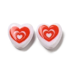 Perle di smalto acrilico opaco, cuore, rosso, 8.5x8.5x4mm, Foro: 1.5 mm