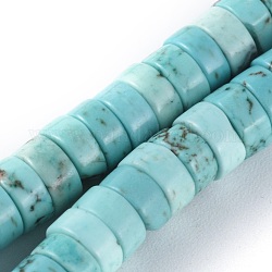 Natural Magnesite Beads Strands, Heishi Beads, Dyed & Heated, Flat Round/Disc, Turquoise, 6x3mm, Hole: 0.8mm, about 152pcs/strand, 15.1 inch(38.5cm)