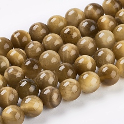Brins de perles d'oeil de tigre d'or naturel, Grade a, ronde, 8mm, trou: 1 mm environ 24 perle / Chapelet, 8 pouce