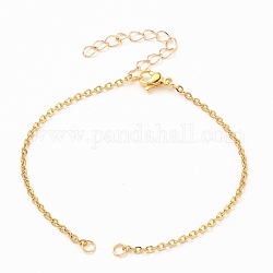 304 Stainless Steel Cable Chain Bracelet Making, with Lobster Claw Clasps and Extension Chain, Golden, 7-1/8 inch(18cm)