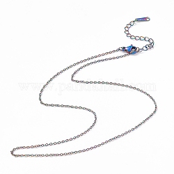 Placage ionique (ip) 304 collier de chaîne de câble en acier inoxydable pour hommes femmes, couleur arc en ciel, 15.75 pouce (40 cm)