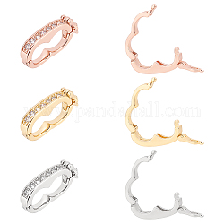 Olycraft 6Pcs 3 Colors Rack Plating Brass Micro Pave Cubic Zirconia Twister Clasps, Lead Free & Cadmium Free, Mixed Color, 19x9.5x3mm, 2pcs/color