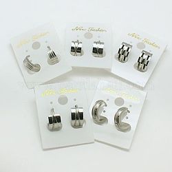 Fashion 304 Stainless Steel Huggie Hoop Earrings, Hypoallergenic Earrings, Stainless Steel Color, 12~12.5x13~13.5x4~9mm, Pin: 0.8mm