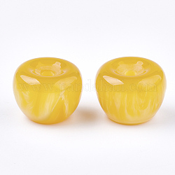 Perles en résine, pierre d'imitation, la moitié foré, pomme, or, 21x15.5~16mm, demi-trou: 3.5 mm