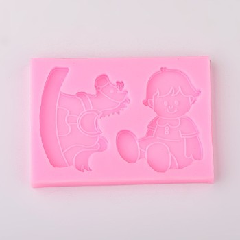 (Clearance Sale)Rocking Horse and Baby Design DIY Food Grade Silicone Molds AJEW-L054-47