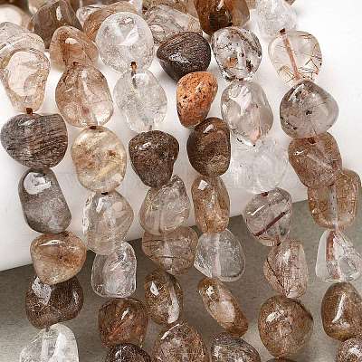 Нити бусин из натурального медного рутилированного кварца G-P601-A12-03-1