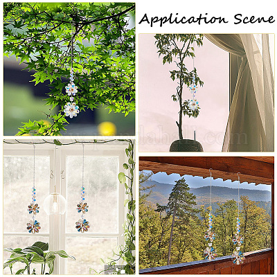 2 шт. 2-х цветные стеклянные бусины в виде цветка-ловца солнца AJEW-CN0002-78-1