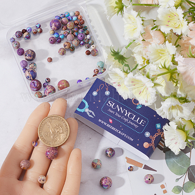 100 шт. 4 стиля натуральных бусин из императорской яшмы G-SC0003-07-1