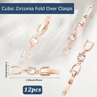 12 шт. латунные прозрачные кубические циркониевые застежки-раскладушки KK-BBC0021-35-1