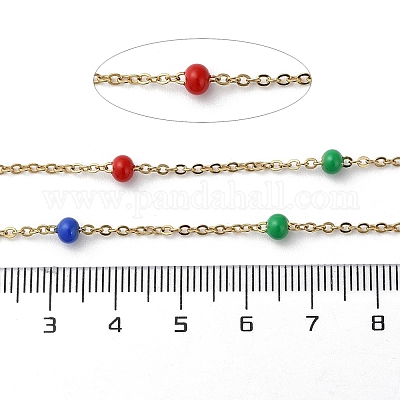 Цепи из нержавеющей стали 304 с вакуумным покрытием PVD с цветной эмалью в форме ронделя CHS-G030-01G-1