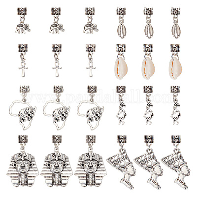 Подвески для волос в тибетском стиле из сплава и раковины каури&nbsp;OHAR-AB00014-1