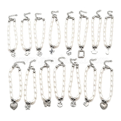 Браслеты с подвесками из нержавеющей стали 304 для женщин BJEW-C098-14P-1