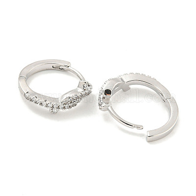 Серьги-кольца из латуни с микропаве из прозрачного кубического циркония для женщин EJEW-S228-01P-1