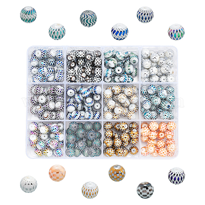 Wholesale PandaHall 450 pcs 15 Colors 8mm Round Splatter Glass