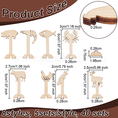 40 комплект 8 стилей деревянных украшений для витрин DIY-OC0012-71-1