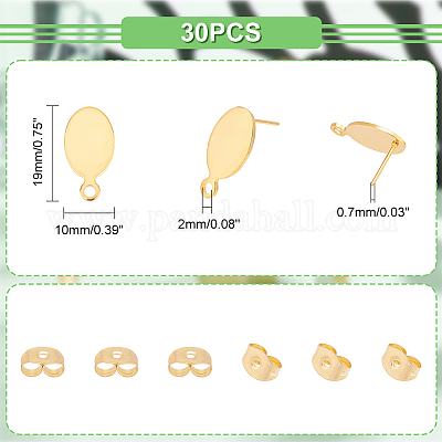 30 шт. фурнитура для сережек-гвоздиков из нержавеющей стали 201 STAS-UN0041-65-1