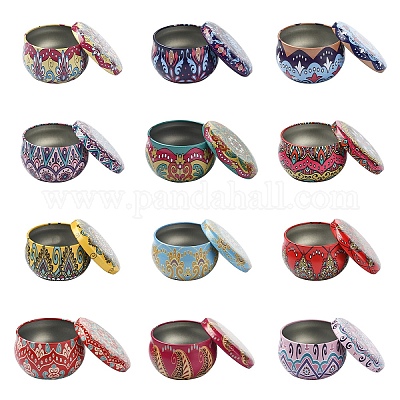 12 шт. 12-х стилевые коробки из жести с принтом CON-YWC0001-09-1