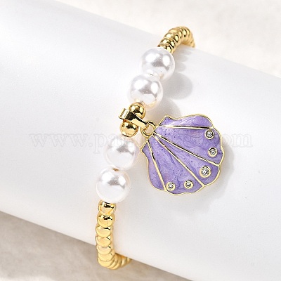 Браслеты с подвесками из латуни с микропаве и кубическим цирконием BJEW-P358-02G-1