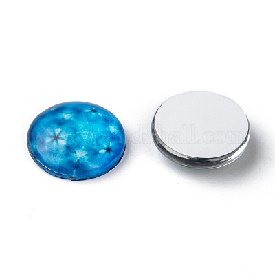 Мозаика печатных стакан наполовину круглый / купольные кабошоны X-GGLA-N004-16mm-G-1