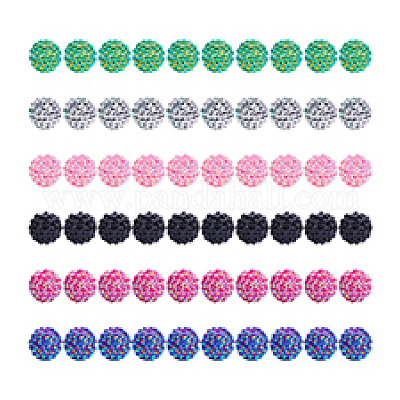 Ahadermakers 60шт 6 цвета смоляные бусины со стразами RESI-GA0001-26-1