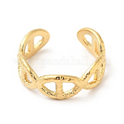 Ионное покрытие (ip) 304 нержавеющая сталь овальная пряжка открытое кольцо манжета для мужчин и женщин RJEW-I085-12G-1