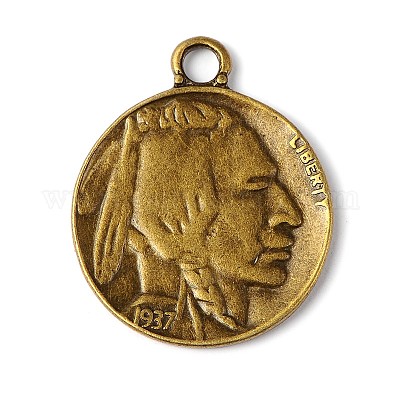 Тибетский стиль подвески сплава для монет TIBEP-GC001-AB-NR-1