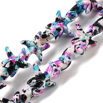 Нити из синтетических бирюзовых бусин G-P507-04F-1