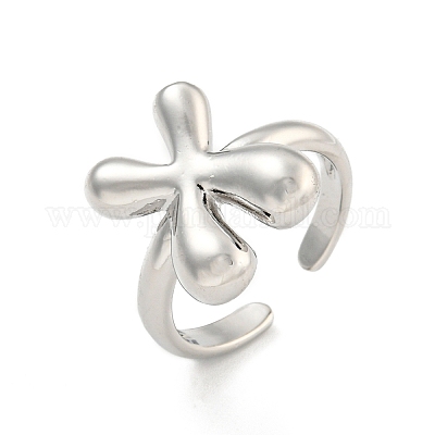 Латунные открытые манжеты с буквами для женщин RJEW-G313-01X-P-1