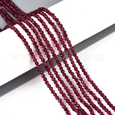 Нити из окрашенных натуральных рубиновых бусин G-T143-06-1