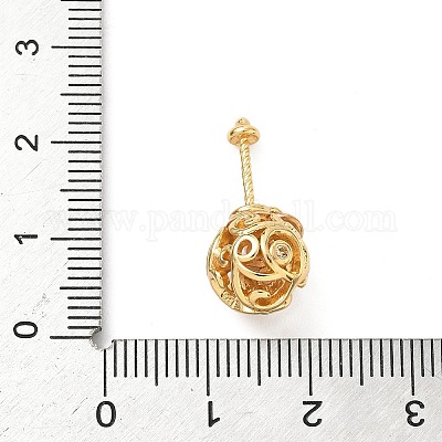 Полые круглые латунные подвески с микропаве из кубического циркония KK-H080-01G-1