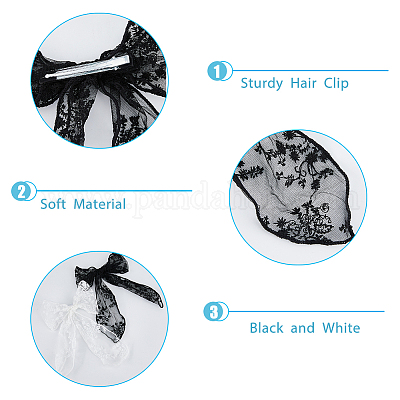 6 шт. 2-х цветные кружевные банты из полиэстера с заколками для волос из кожи аллигатора PHAR-FH0001-05-1