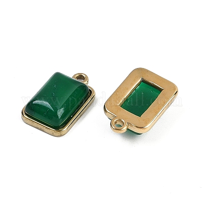 Подвески из натурального зеленого оникса-агата (окрашенного и нагретого) STAS-K291-04G-06-1