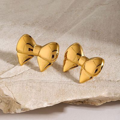 Серьги-гвоздики с бантом из нержавеющей стали 304 PD6708-1